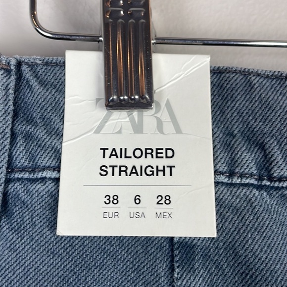 NWT ZARA Tailored Straight Mid Rise Worn Grey Jean SZ USA 6 EUR 38 Baggy - Picture 10 of 12